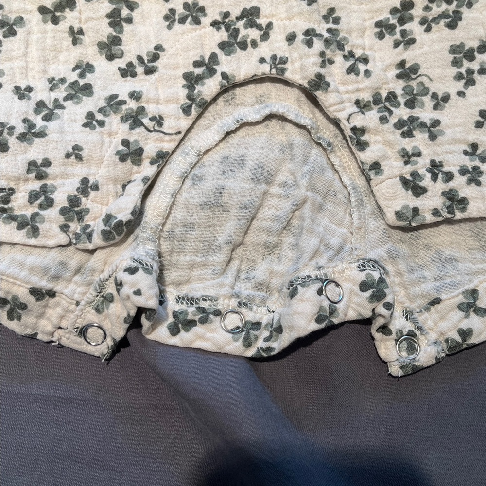 Garbo and Friends Cream and Green Baby Romper - Picture 4 of 4